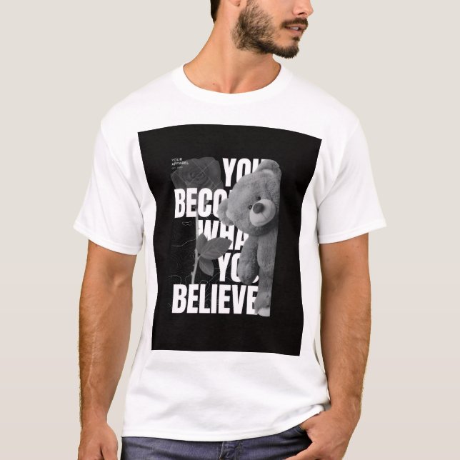 Herren Freizeit Halb-Ärmel T-Shirt | Weiches Baumw (Vorderseite)