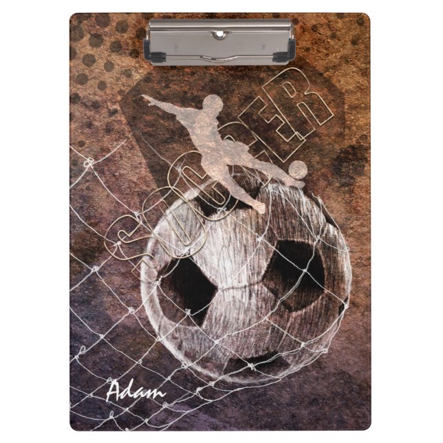 Herren Fußball-Spieler treten für Tor Klemmbrett (Vorderseite)