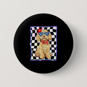 Herren Goldendoodle 4. Juli patriotisch golden Button
