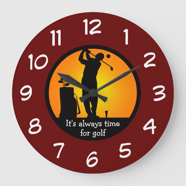 Herren Golf Fanatic Themed Wall Uhren (Vorderseite)