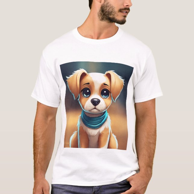 Herren-Grundlegende T - Shirt gedruckte Welpe (Vorderseite)