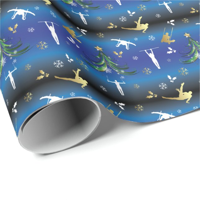 Herren Gymnastik Weihnachtsbaum Schneeflocke Geschenkpapier (Rolleneckpunkt)