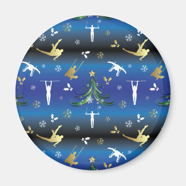 Herren Gymnastik Weihnachtsbaum Schneeflocke Magnet (Vorne)