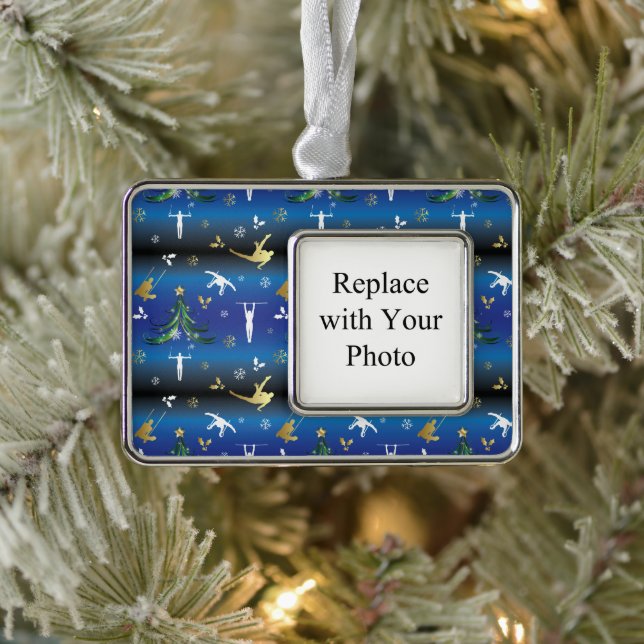 Herren Gymnastik Weihnachtsbaum Schneeflocke Rahmen-Ornament Silber (Baum)