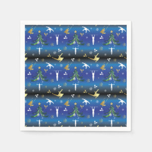 Herren Gymnastik Weihnachtsbaum Schneeflocke Serviette