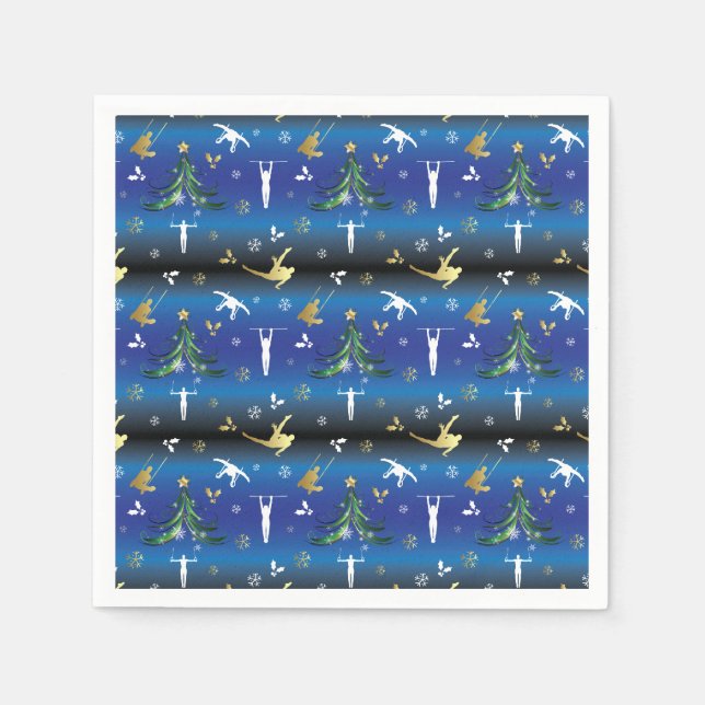 Herren Gymnastik Weihnachtsbaum Schneeflocke Serviette (Vorderseite)