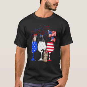 Herren-Katze 4. Juli Kostüm Rot Weiß Blau Wein G T-Shirt