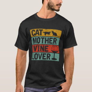 Herren Katze Mutter Weinliebhaber T-Shirt