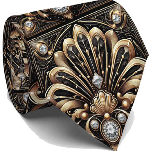 Herren Krawatte   Art Deco Faux Diamant Halsbinden