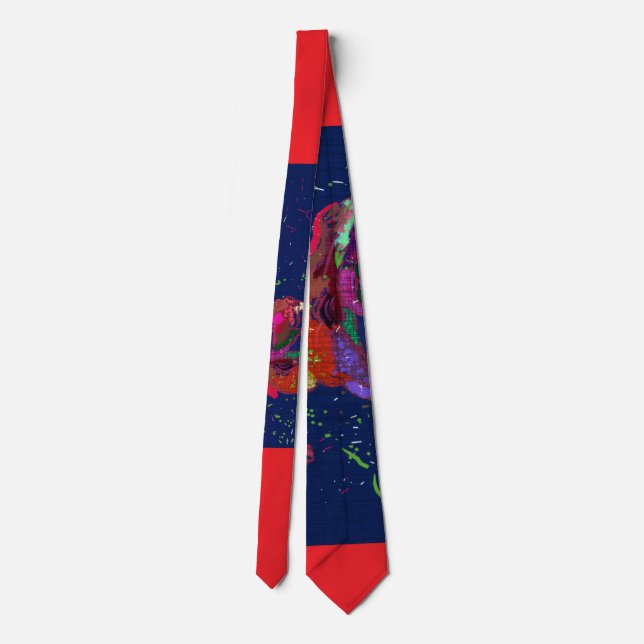 Herren Krawatte mit farbenfrohem Blumendesign (Rückseite)