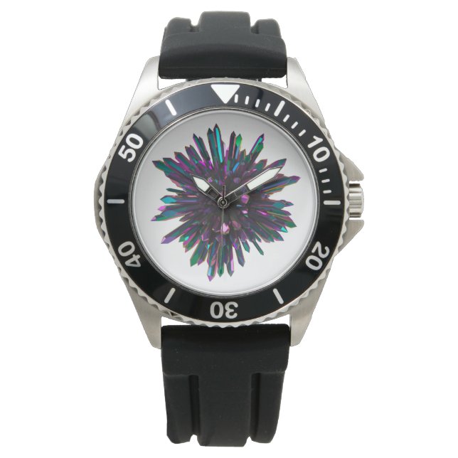 *~* Herren Kristallkugel Metallic Blau Lila Armbanduhr (Vorderseite)