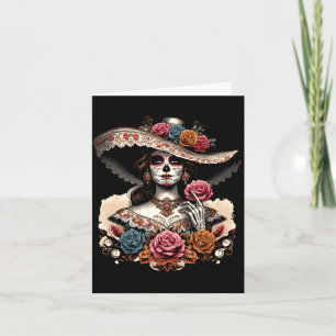 Herren La Catrina Bunter Totenkopf Mexikanischer T Karte