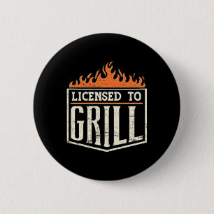 Herren lizenziert zum Grillen' Taschen-Patch-Logo Button