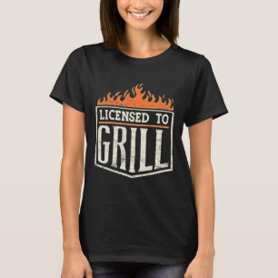 Herren lizenziert zum Grillen' Taschen-Patch-Logo T-Shirt
