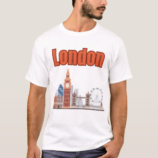 Herren London Skyline Große Schrift T-Shirt