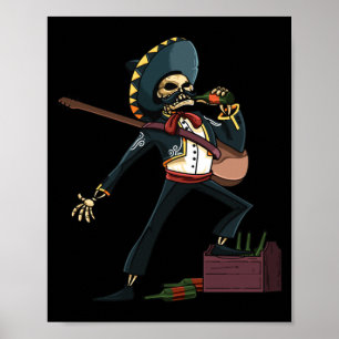 Herren Mariachi Skelett Sombrero Dia De Los Muerto Poster