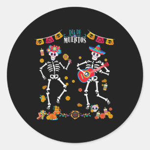 Herren mexikanische Dia De Los Muertos Skeleton Ta Runder Aufkleber