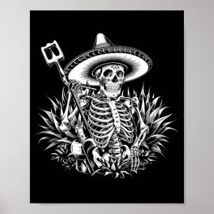Herren Mexiko Vintage Skelett Dia De Los Muertos Poster