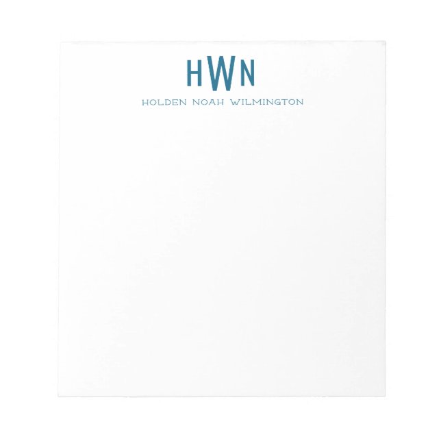 Herren Monogram Professional Navyblau ohne Futter Notizblock (Vorderseite)