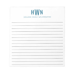 Herren Monogram Professional Navyblaue Schrift Notizblock