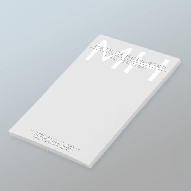 Herren Monogramm, Grau Geschäftlich Post-it Klebezettel (Von Creator hochgeladen)