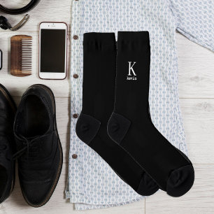 Herren Monogramm Name modern elegant schwarz und w Socken