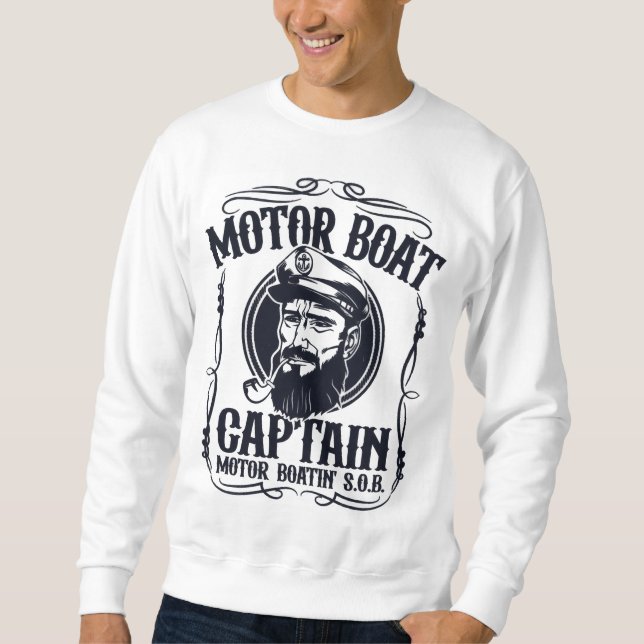Herren Motorboot Kapitän Sweatshirt (Vorderseite)