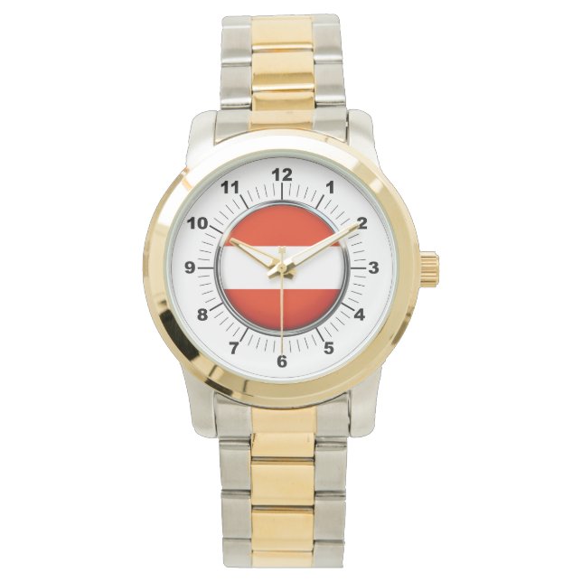 Herren-Österreich-Flagge Oversized Zwei-Tone-Uhr Armbanduhr (Vorderseite)