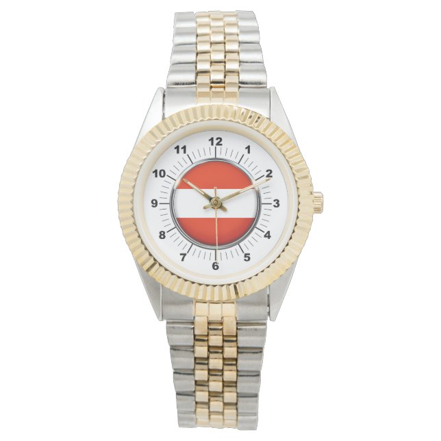 Herren-Österreich-Flagge - Zweitklone-Armbanduhr Armbanduhr (Vorderseite)