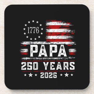 Herren Papa Amerikanische Flagge 250 Jahre 4. Juli Getränkeuntersetzer