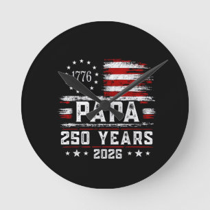Herren Papa Amerikanische Flagge 250 Jahre 4. Juli Runde Wanduhr