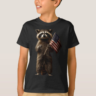 Herren patriotischer Waschbär USA-Flagge-Design – T-Shirt