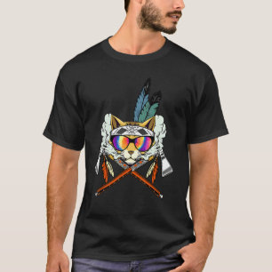 Herren rauchende Katzenfeder Kopfschmuck Hut Tomah T-Shirt