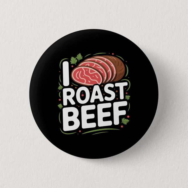Herren Roastbeef Bbq Fleischliebhaber Metzger Chef Button (Vorderseite)