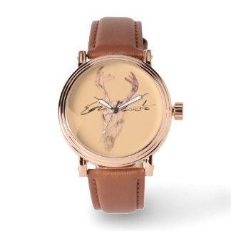 Herren-Roségold-Vintage-Uhr mit braunem Lederarmba Armbanduhr
