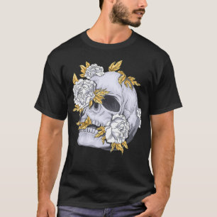 Herren Schädel und Rosen Leben & Tod Moderne Kuns T-Shirt