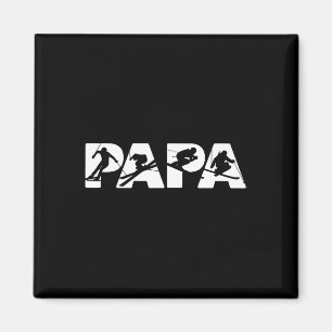Herren Skifahrer Papa T-Shirt, Lustiges Papa Skifa Magnet