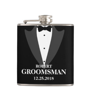 Herren Smoking und Trauzeugen Hochzeit Flachmann