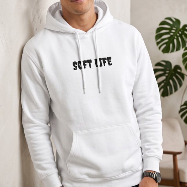 Herren Soft Life White Pullover Hoodie | Ästhetik (Von Creator hochgeladen)