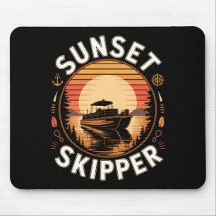 Herren Sonnenuntergang Skipper Bootfahren Pontoonb Mousepad