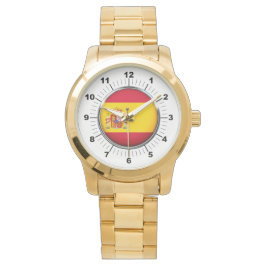 Herren Spanien Flagge Oversized Gold Bracelet Watc Armbanduhr