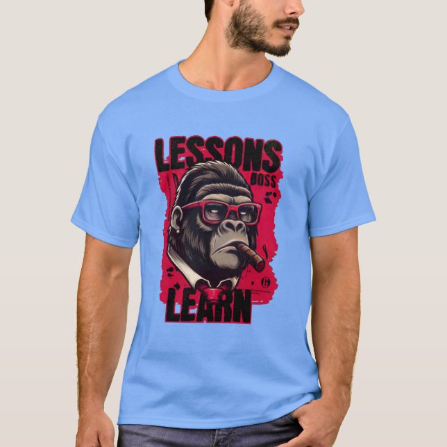 Herren T-Shirt 'Gorilla Boss Lessons Learn Basic' (Vorderseite)