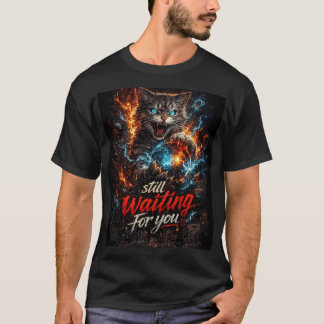 Herren T-Shirt Katzendesign wartet immer noch auf