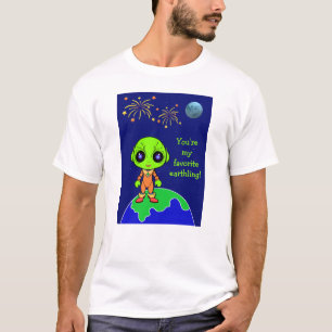 Herren-T-Shirt mit Alien und Feuerwerk für neue Vä T-Shirt