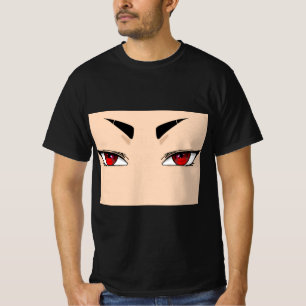 Herren-T-Shirt mit roten, fetten Anime-Augen T-Shirt
