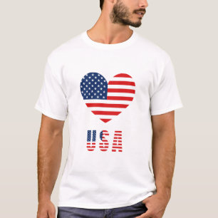 Herren-T-Shirt mit USA-Flaggen-Herz-Design T-Shirt