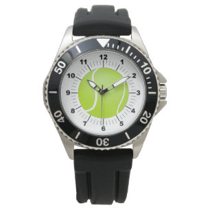 Herren Tennis Ball Black Rubber Strap Watch Armbanduhr