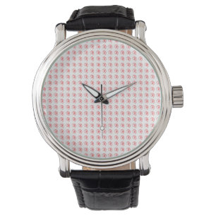 Herren-Uhr mit gepolsterten roten Twirls Armbanduhr