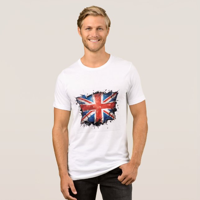Herren Union Jack T-Shirt Tri-Blend Shirt (Vorderseite voll)