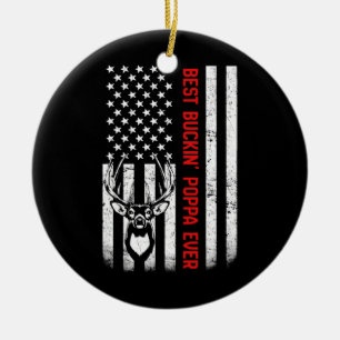 Herren USA-Flagge Bester Buckin-Papa Aller Hirschj Keramik Ornament